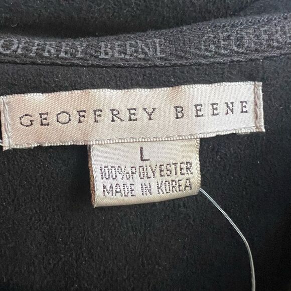 Geoffrey Beene Faux Suede Black Collared Long Sleeve Shirt - Large - Picture 2 of 7